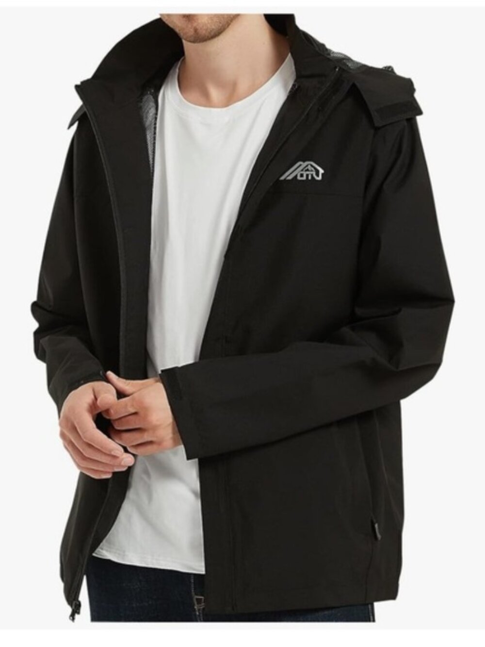 OTU Men’s Waterproof Hooded Rain Jacket Raincoat Shell Jacket Hiking Size XXL
